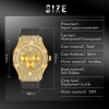 Full Bling Diamond Erkek Saatler Buzlanmış Premium Kauçuk Kayış İzle Quartz Saatler Altın Tarih Saat