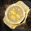 Mens Watches Luxury Big Dial Square Diamond Quartz Watch Premium Rubber Strap Chronograph Watch Men
