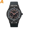 Black Shine Diamond Mens Watches Stainless Steel Watch Quartz Men Date Calendar Business Wristwatch