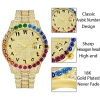 Big Rainbow Diamond Arabic Numerals Men Paslanmaz Çelik Casual Takvim İzler