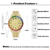 Iced Out Rainbow Diamond Quartz Gold Watch Hommes Big Dial Rose Gold Business Montre-bracelet Hommes