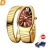 Women's Watches Snake Shape Wrist Watch For Women Steel Gold Quartz Ladies Watch Clock