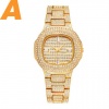 Montre de mode Femmes Montre à quartz de luxe Horloge pour femmes Brillant Gold Sliver Montre-bracelet pour dames