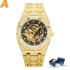 Automatic Gold Business Watch Steel Transparent Mechanical Men's Wristwatch