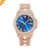 Iced Out Blue Watches For Men Silver Fashion Man's Watch Numerals Dial Wristwatches