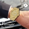 Men's Watches Men Watch Waterproof Hexagon Golded Clock Calender Hublo Gold Big Men's Wrist Watch
