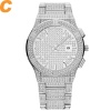 Silver And Gold Watch Mens Calendar With Full Diamond Watches