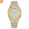 Unique FF Arabic Diamond Watch 18k Gold Quartz Iced Out Mens Chronograph Watch