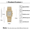 Diamond Watch For Ladies Gold Square Watch Minimalist Analog Quartz Movt Female Iced Out Watch