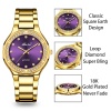 Montres-bracelets diamant pour femmes acier deux tons or montre féminine heure violet quartz montre-bracelet