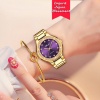 Montres-bracelets diamant pour femmes acier deux tons or montre féminine heure violet quartz montre-bracelet