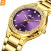 Montres-bracelets diamant pour femmes acier deux tons or montre féminine heure violet quartz montre-bracelet