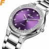 Montres-bracelets diamant pour femmes acier deux tons or montre féminine heure violet quartz montre-bracelet