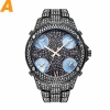 Rose Gold Men's Luxury Watch 1MM Oversized Multiple Time Zone Hip Hop Icd Male Diamond Wrist Watch