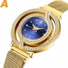 Waterproof Diamond Women Watches Hollow Blue Quartz Elegant Gold Ladies Wrist Watch