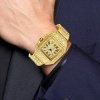 Men's Square Watch Watches Gold Men Quartz Wristwatch Bling Bling Diamond Clock