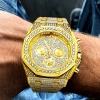 Men Big Rose Gold Chronograph Luxury FF Men's Watch Automatic Date Waterproof Iced Out Watch