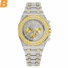 Men Big Rose Gold Chronograph Luxury FF Men's Watch Automatic Date Waterproof Iced Out Watch