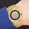 Fashion Luxury Men's Watch Rose Gold Full Diamond Unique FF Quartz Watch