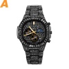 Montres Hommes Tendance Montre Hommes Chronographe Étanche Big Baguette Diamant Calendrier Homme Horloge