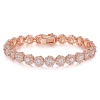 18K Rose Gold Plated Cubic Zircon Crystal Chain Link Bracelets for Women Ladies -Gold Plated