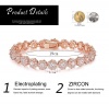 18K Rose Gold Plated Cubic Zircon Crystal Chain Link Bracelets for Women Ladies -Gold Plated