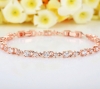 Luxury 18K Rose Gold Plated Chain Bracelet for Women Ladies Shining AAA Cubic Zircon Crystal Jewelry Wedding