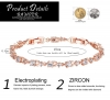 Luxury 18K Rose Gold Plated Chain Bracelet for Women Ladies Shining AAA Cubic Zircon Crystal Jewelry Wedding