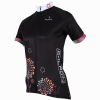 Dandelion printing cycling jerseys black short sleeve bike clothing for girls