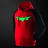 Luminous Batman Pullover Hoodie Black Cotton Marvel Batman Hooded Sweatshirt for Men