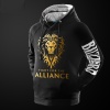 WOW World Of Warcraft Alliance Hoodie Black Hooded Pullover Sweatshirt for Men