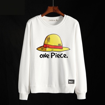 One Piece Hat Hoodie Men white Crewneck Sweatshirts