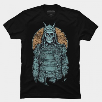 Samurai Zombie Skull Heavy Metal Rock Tshirts For Mens