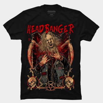 Heavy Metal Black Headbanger Tee Shirts