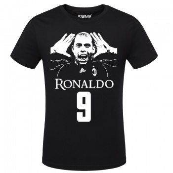 Soccer Star Brazil Ronaldo Black Tshirts For Mens
