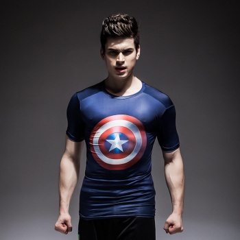 Captain America Sports Compressed T-Shirts 