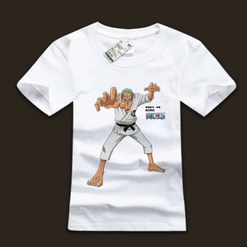 One Piece Roronoa Zoro White Cotton Tshirs For Mens